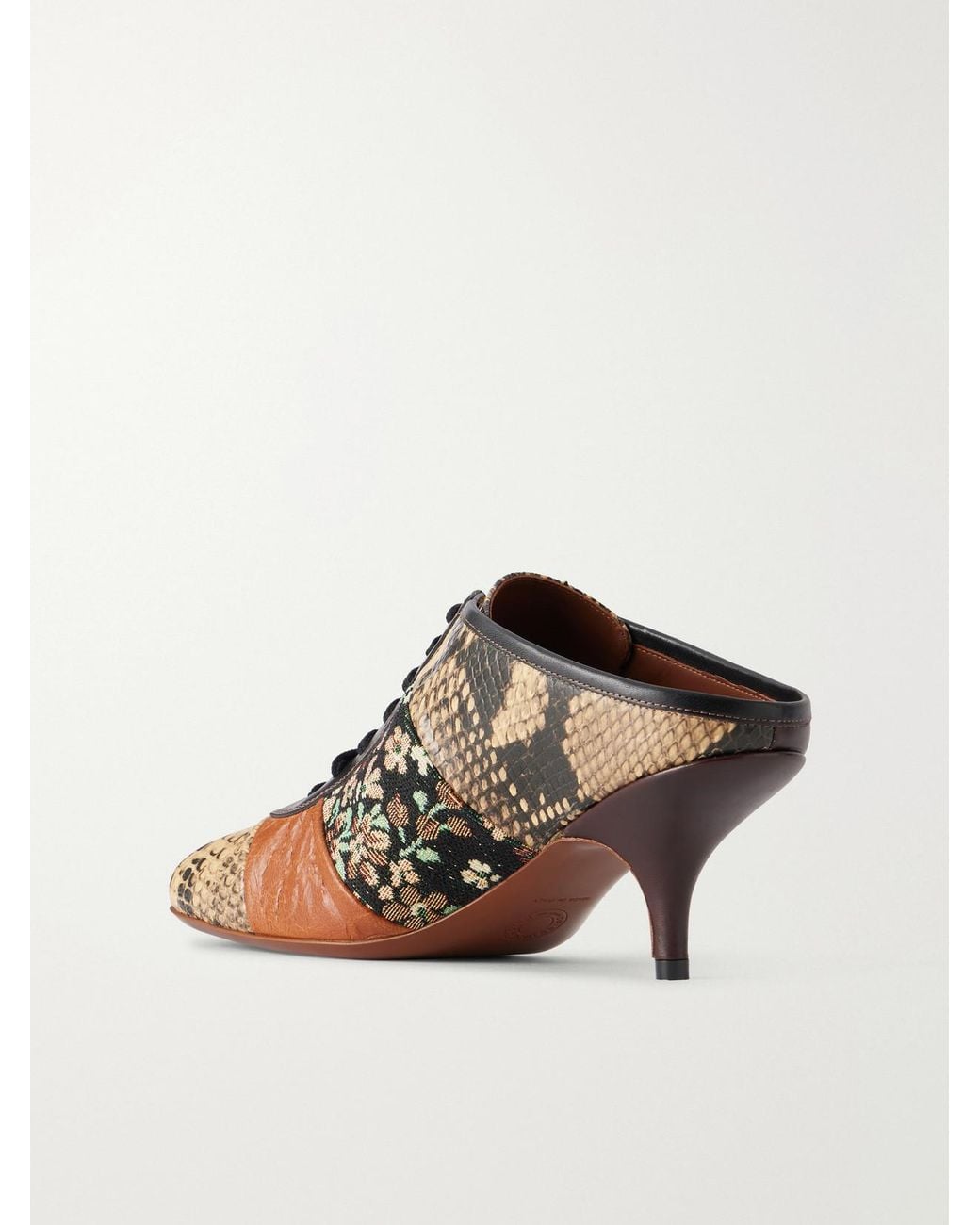 Dries Van Noten Multicolor Jacquard-Trimmed Snake-Effect Leather Pumps