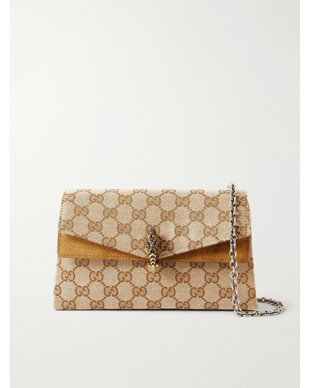 Gucci Natural Dionysus Leather-Trimmed Canvas-Jacquard Shoulder Bag