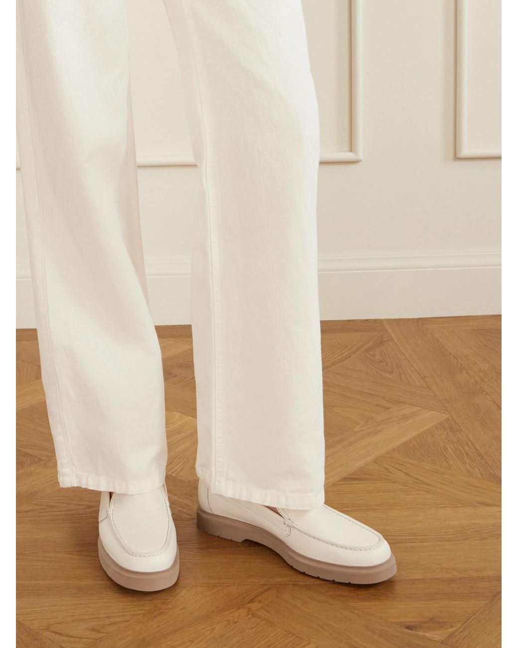 Brunello Cucinelli Natural Textured-Leather Loafers