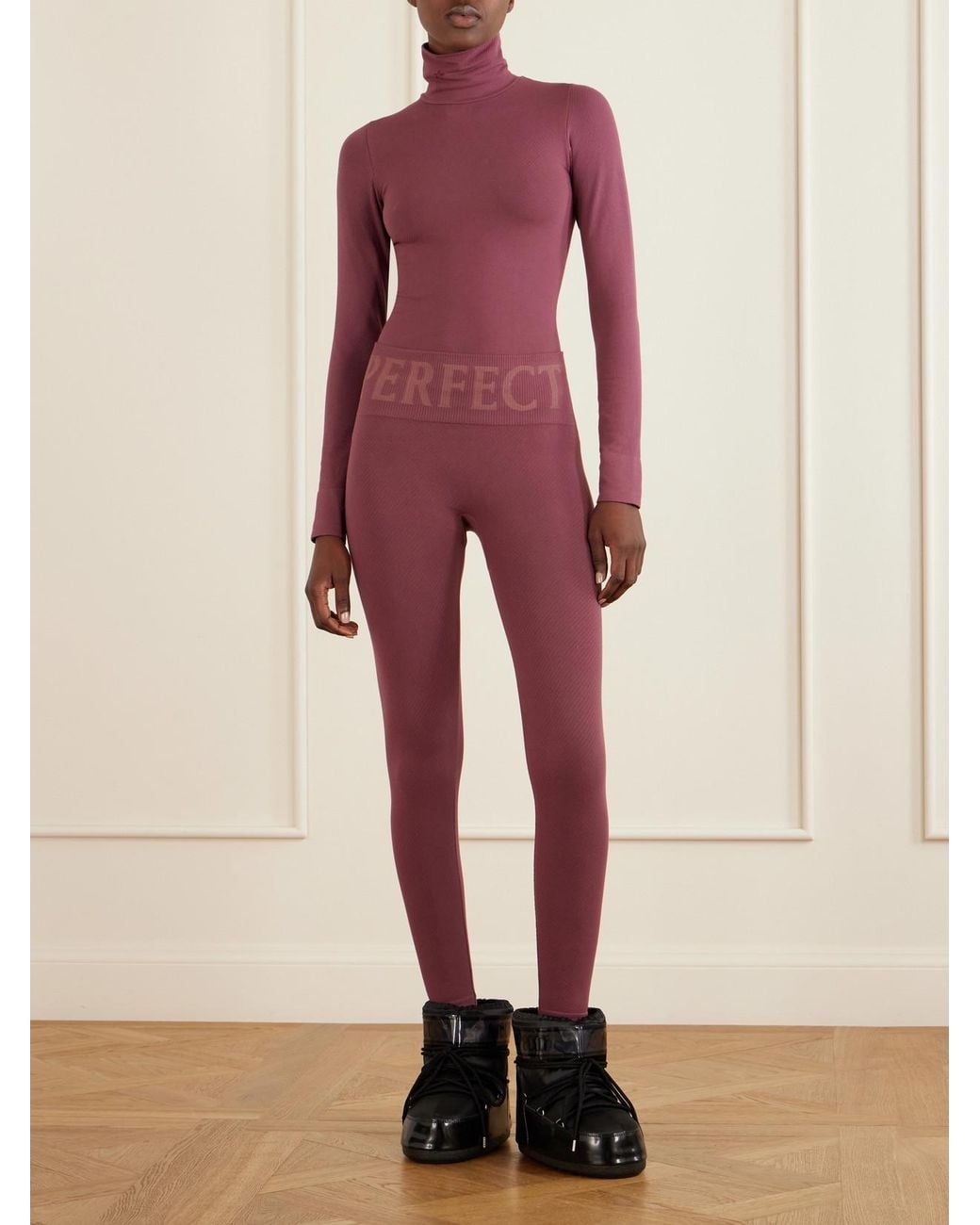 Perfect Moment Logo-Embroidered Thermal Modal And Cashmere-Blend Leggings