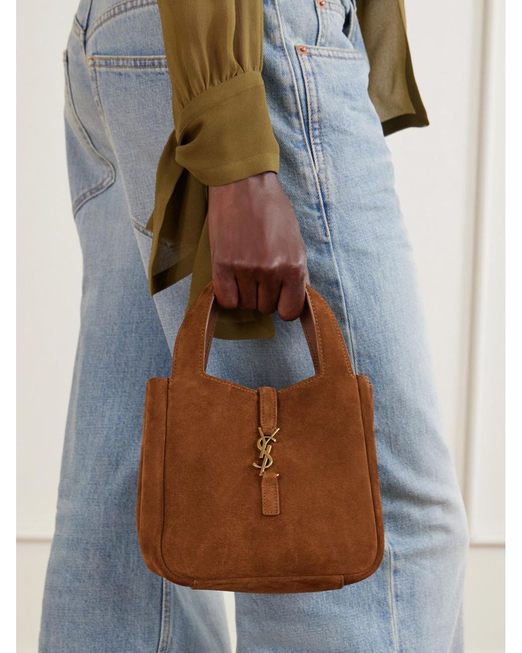 Saint Laurent Brown Le 5 À 7 Baby Bea Suede Top-Handle Bag
