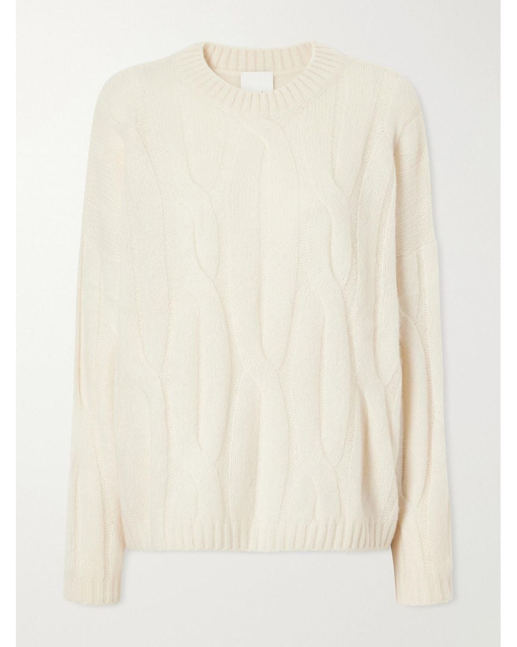 Allude Natural Cable-Knit Cashmere And Silk-Blend Sweater