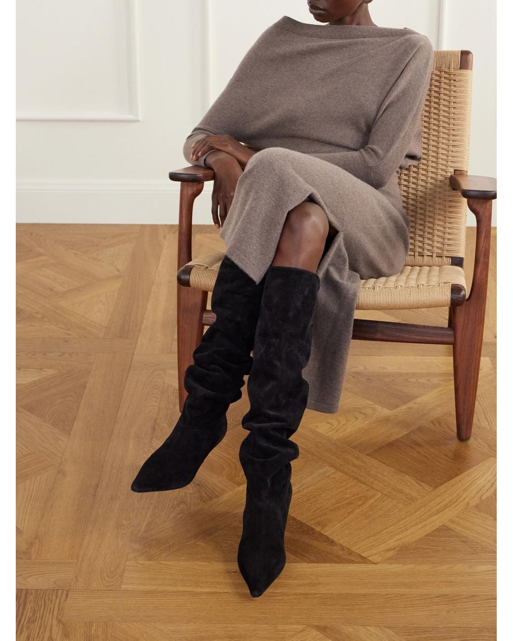 Paris Texas Black Rose 60 Suede Over-The-Knee Boots
