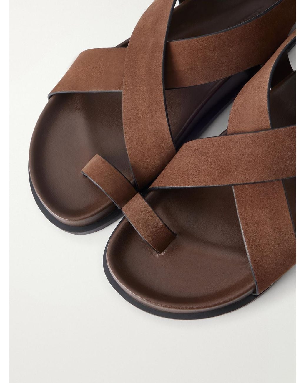 A.Emery Brown Jalen Crossed Suede Sandals