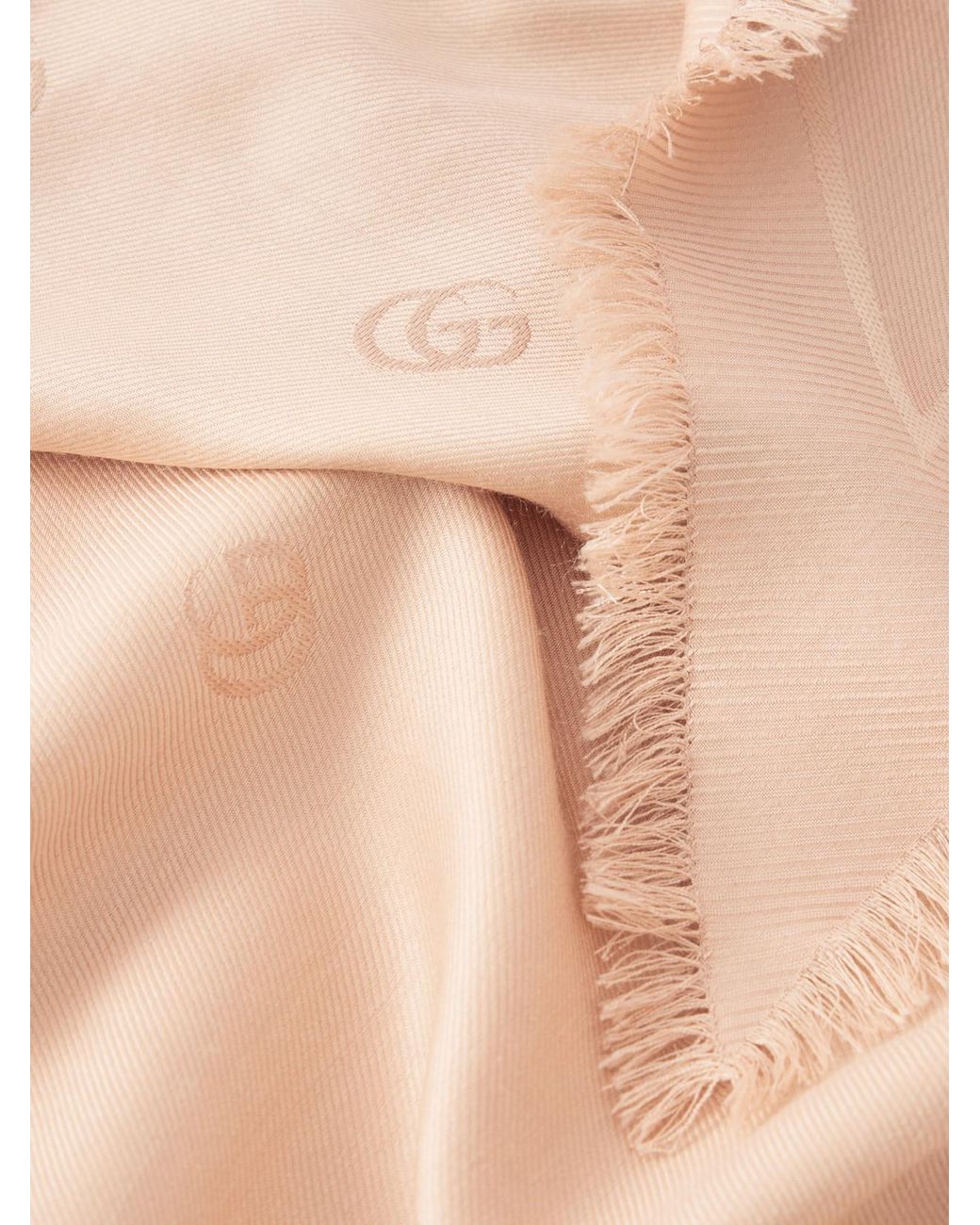 Gucci Natural Fringed Silk And Wool-Blend Scarf