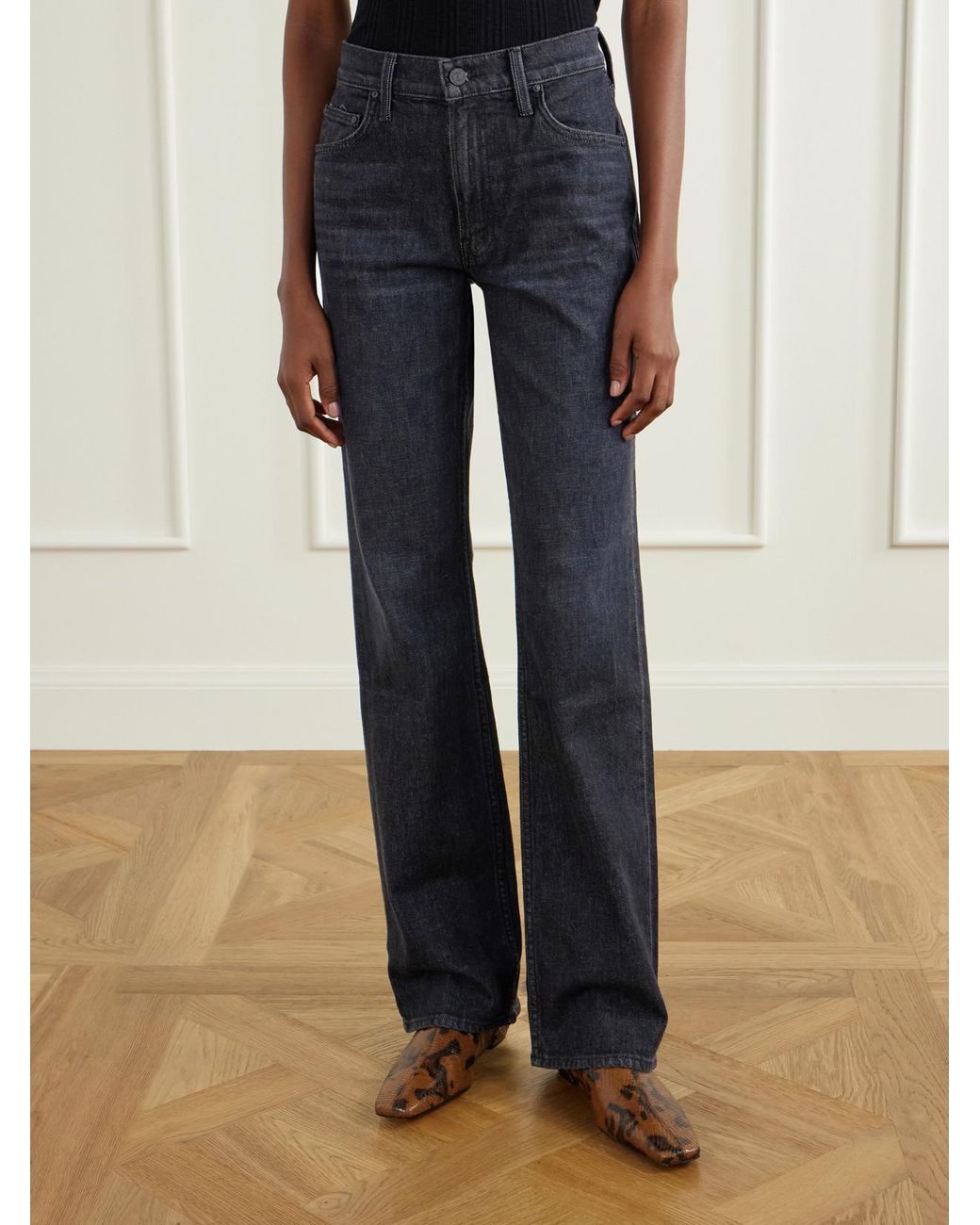 Mother Blue The Reifler Stretch Mid-Rise Straight-Leg Jeans
