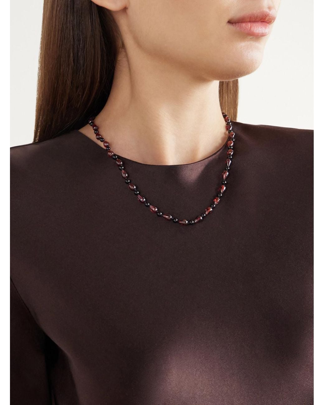 Loren Stewart Natural Sable 14-Karat Garnet And Agate Necklace