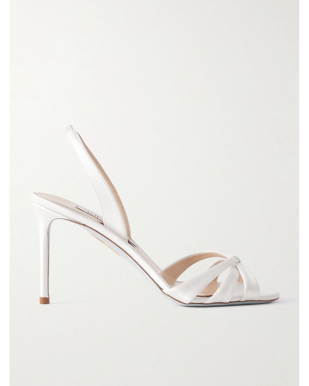 Aquazzura Natural Tati 85 Satin Slingback Sandals