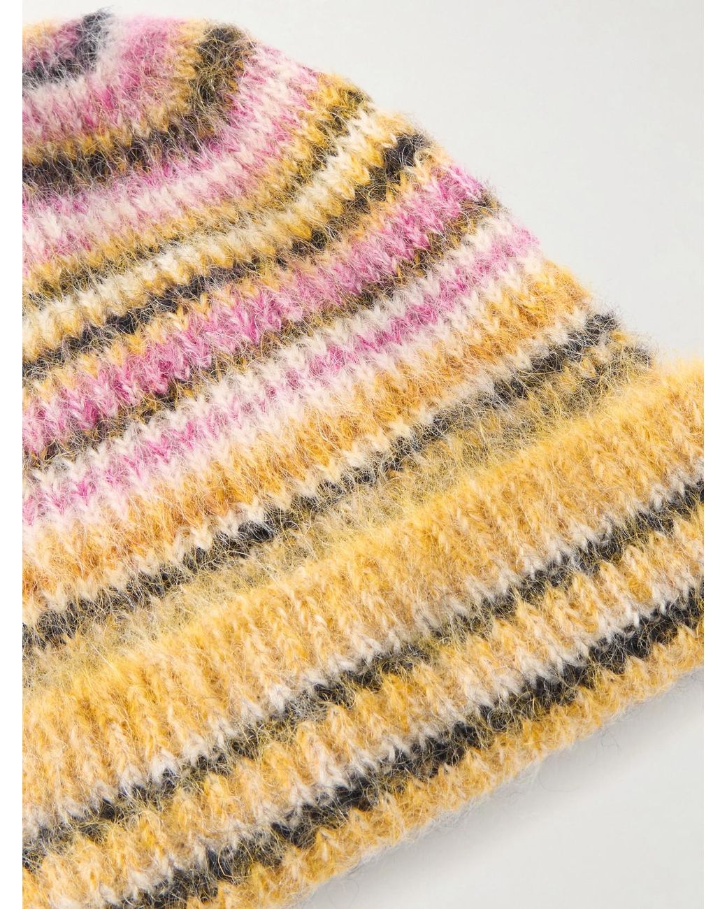 Isabel Marant Natural Morenne Striped Mohair-Blend Beanie