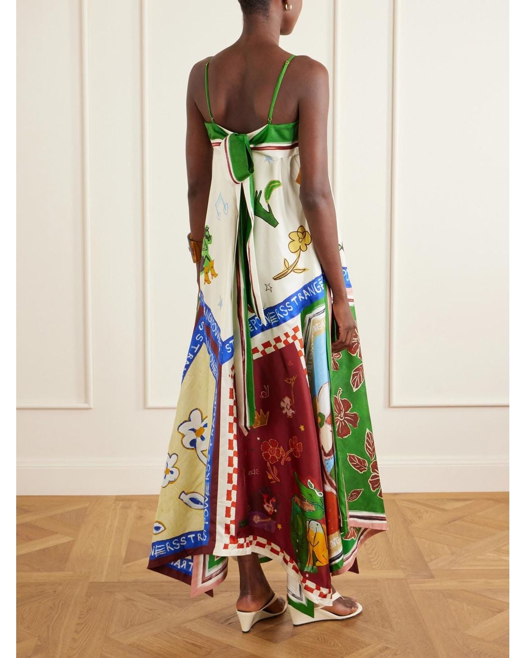 ALÉMAIS White Tangible Silk-Twill Midi Dress