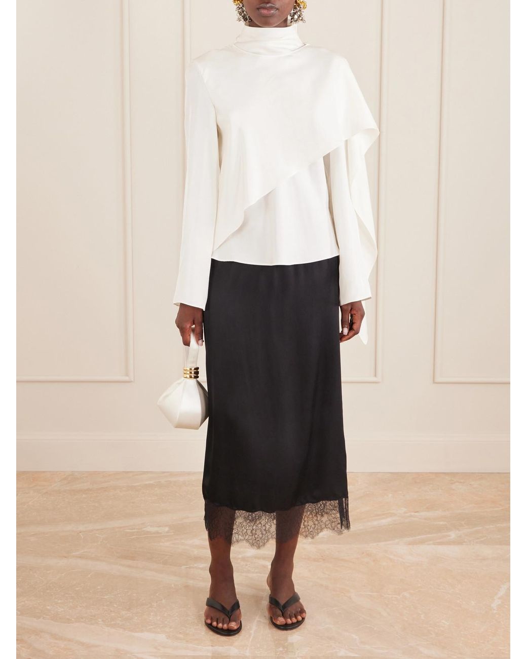 Rohe Natural Scarf-Detailed Silk-Twill Blouse