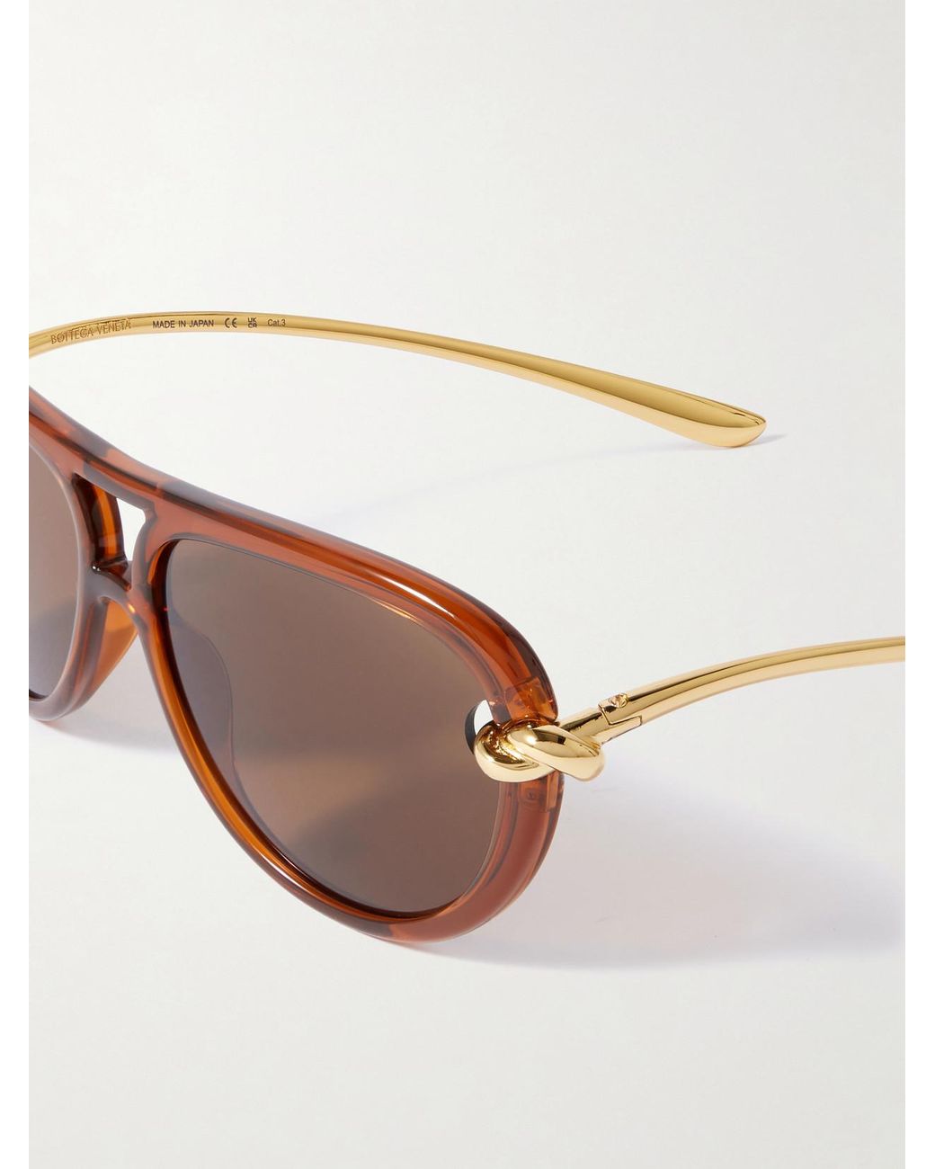 Bottega Veneta Brown New Knot Aviator-Style-Tone Injected Sunglasses