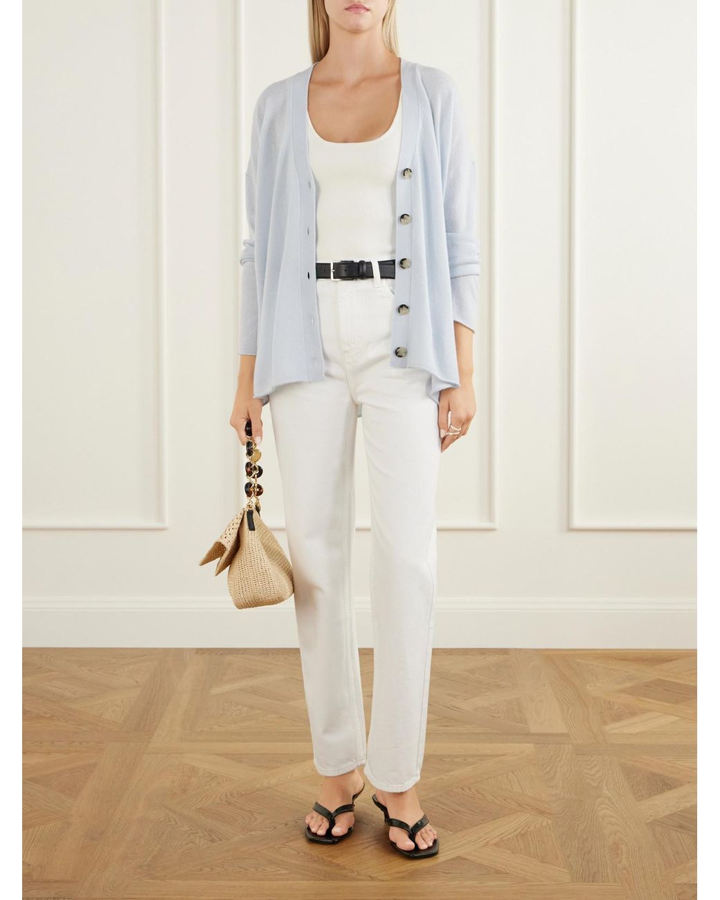 Allude Blue V-Neck Cashmere Cardigan