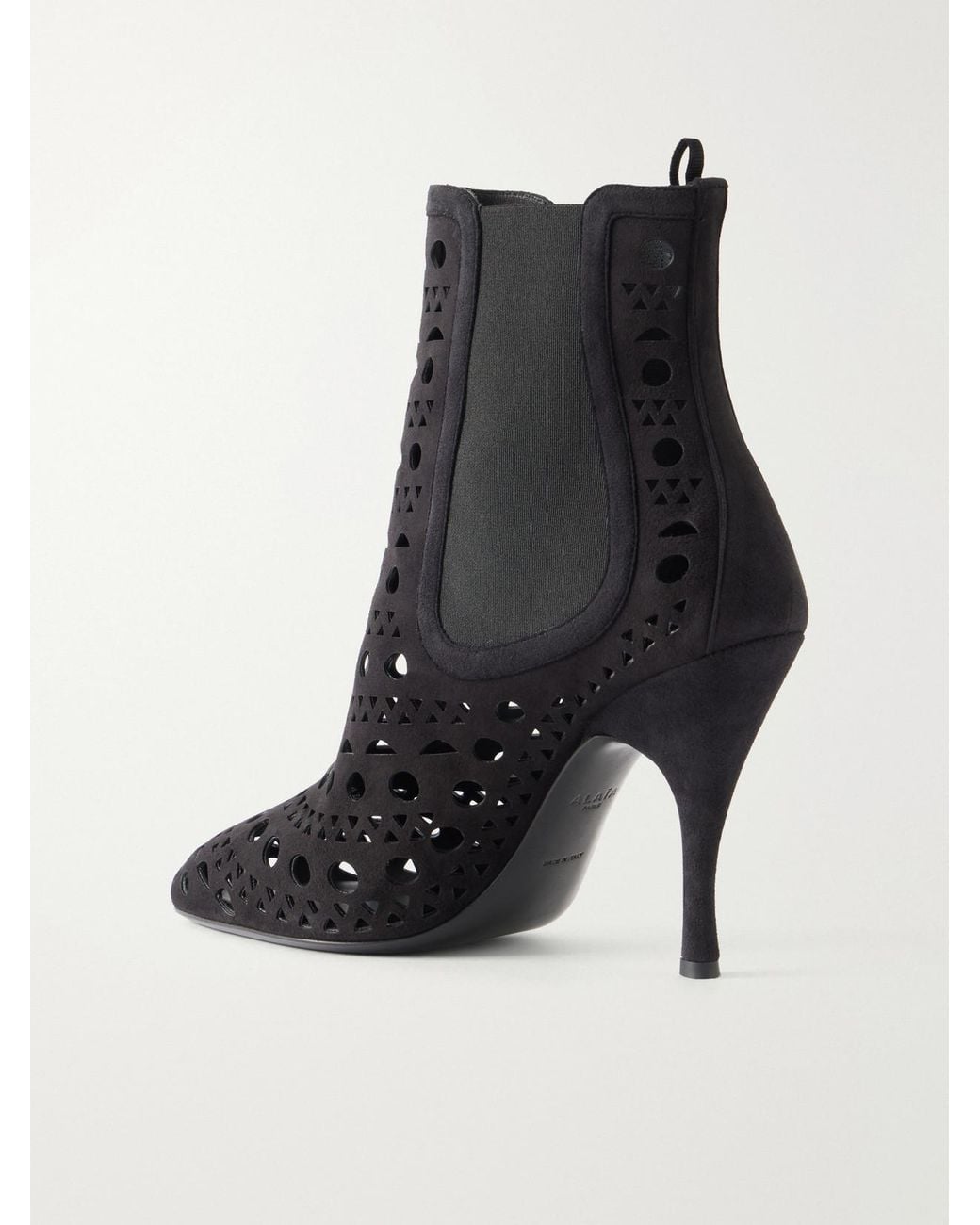 Alaïa Black Vienne 100 Laser-Cut Suede Ankle Boots