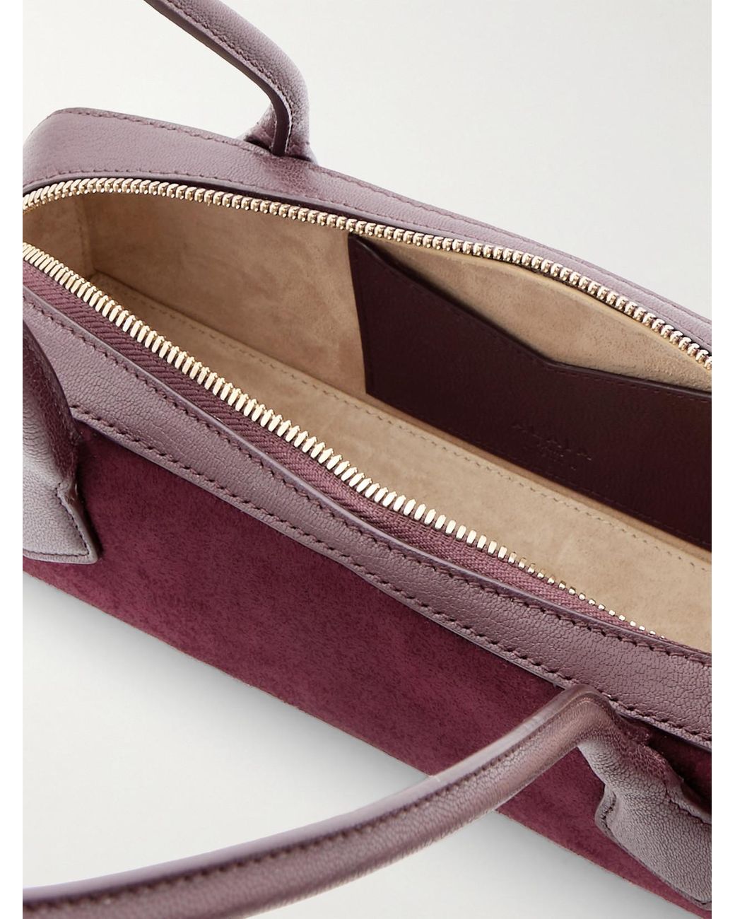 Alaïa Red Le Teckel Small Leather-Trimmed Suede Shoulder Bag