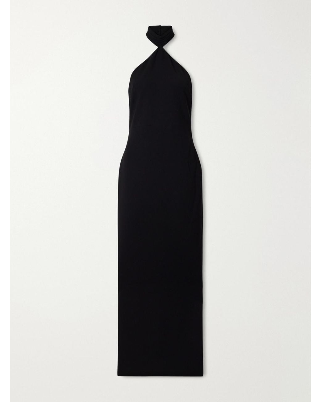 Ilkyaz Ozel Black Kailash Crepe Halterneck Gown