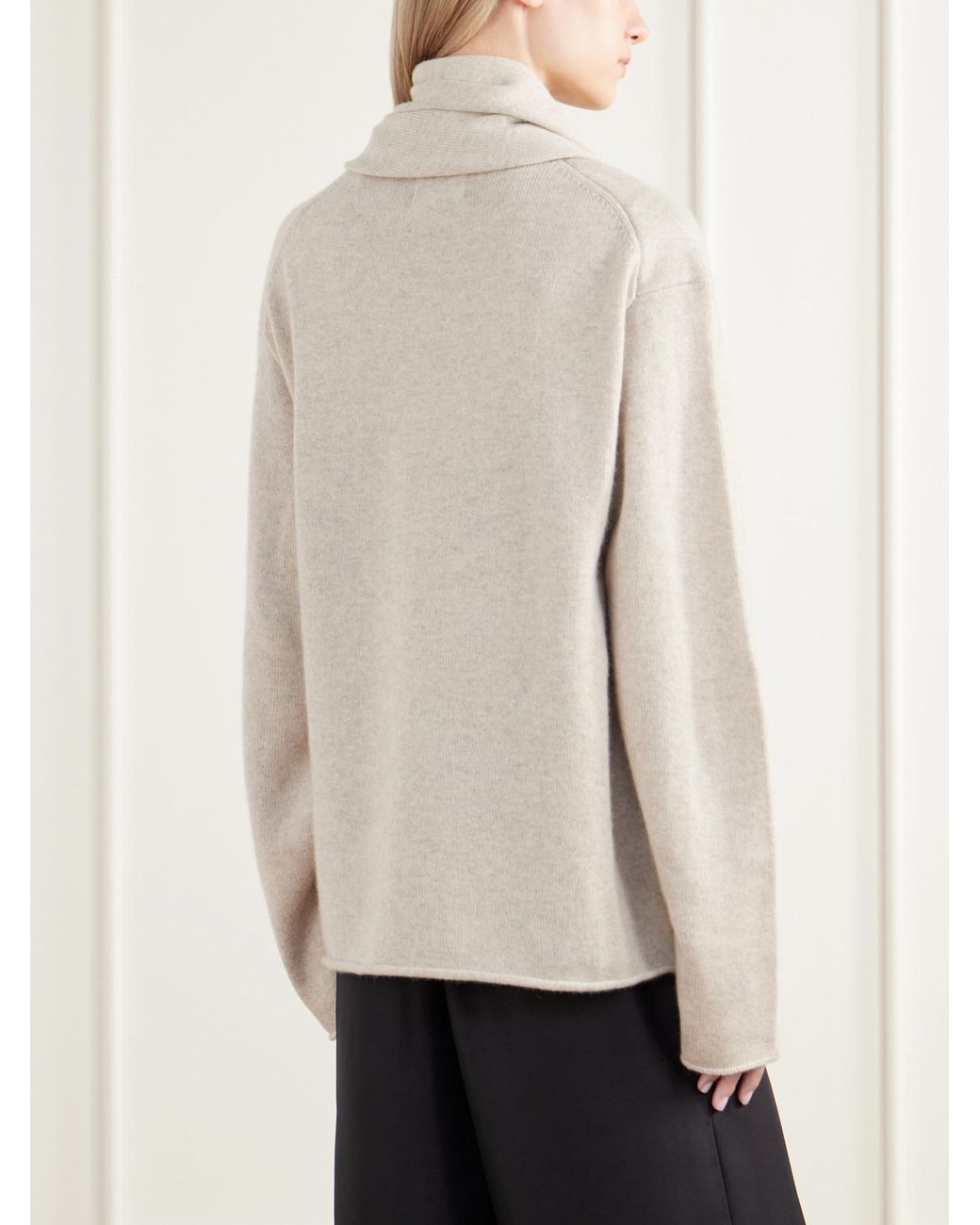 Loulou de Saison Natural Frances Scarf-Detailed Cashmere Sweater