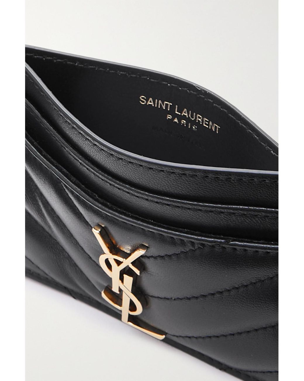 Saint Laurent Black Cassandre Matelassé Leather Cardholder