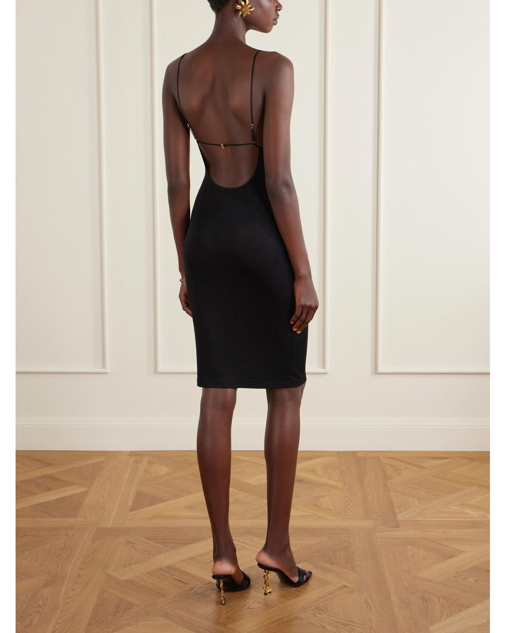 Saint Laurent Black Jersey Midi Dress