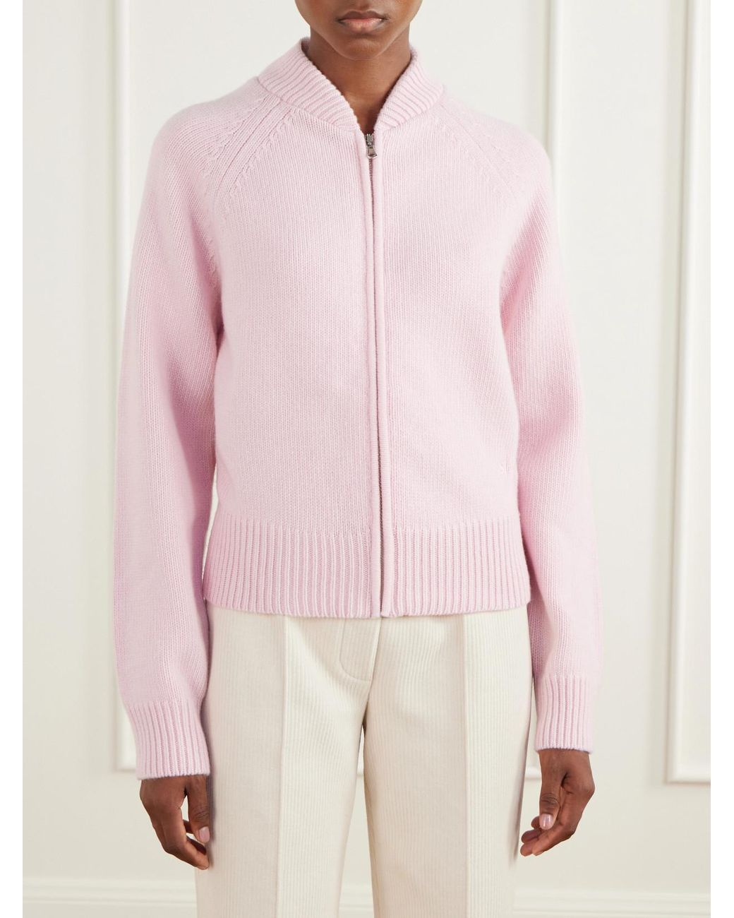 High Sport Pink Velma Wool And Cashmere-Blend Zip-Up Cardigan
