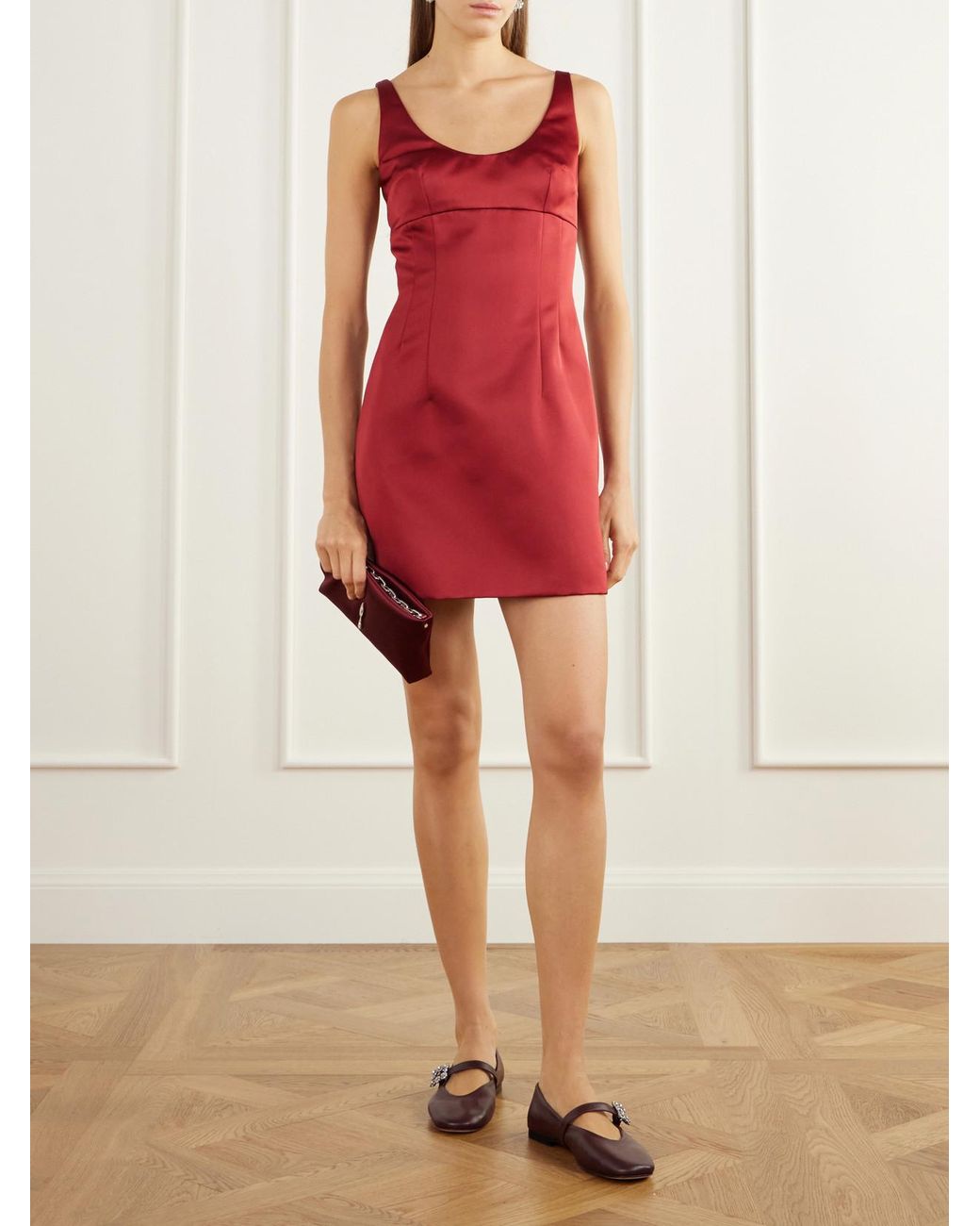 Emilia Wickstead Red Einsa Darted Duchess-Satin Mini Dress