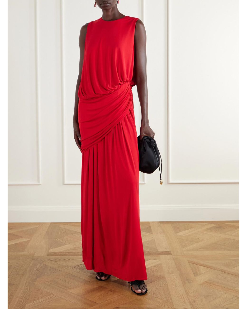 Abadia Mila Draped Gathered Stretch-Jersey Gown