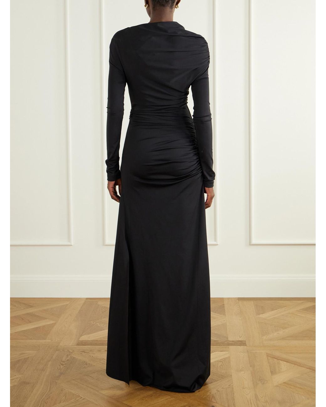 Victoria Beckham Black Draped Stretch-Jersey Gown