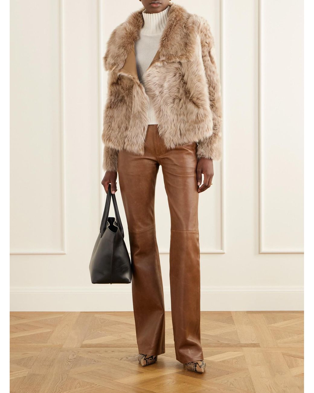 Yves Salomon Natural Reversible Shearling And Leather Jacket