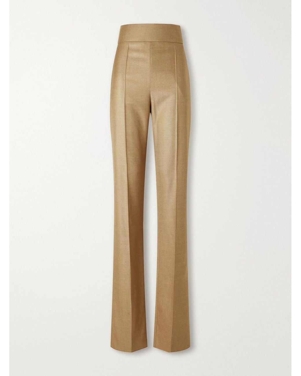 Valentino Garavani Natural Wool And Silk-Blend Straight-Leg Pants