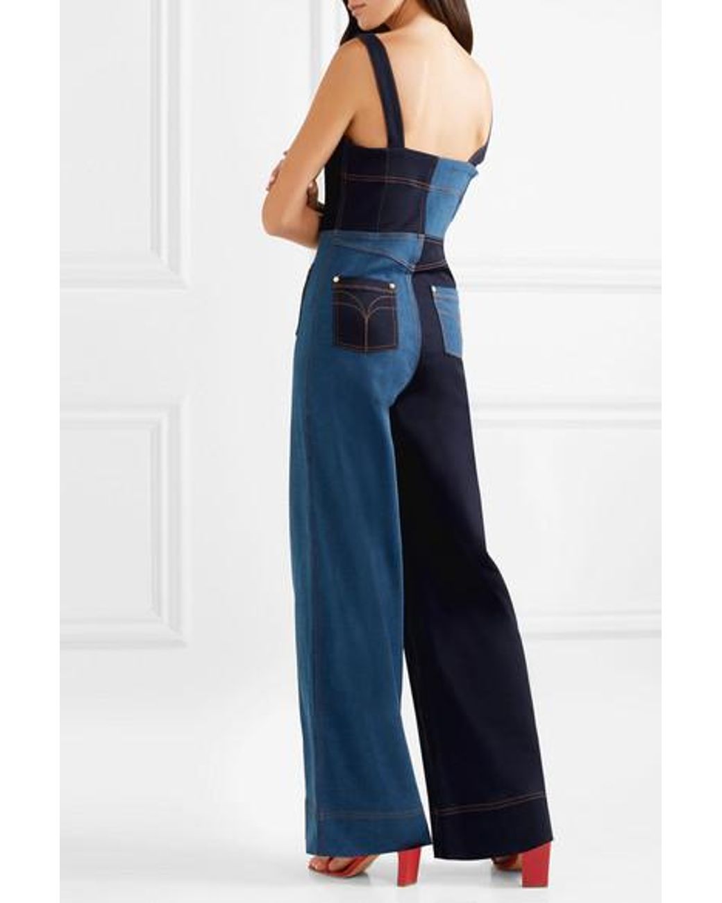 Alice McCALL Quincy Patchwork Denim Overalls in Blue | Lyst