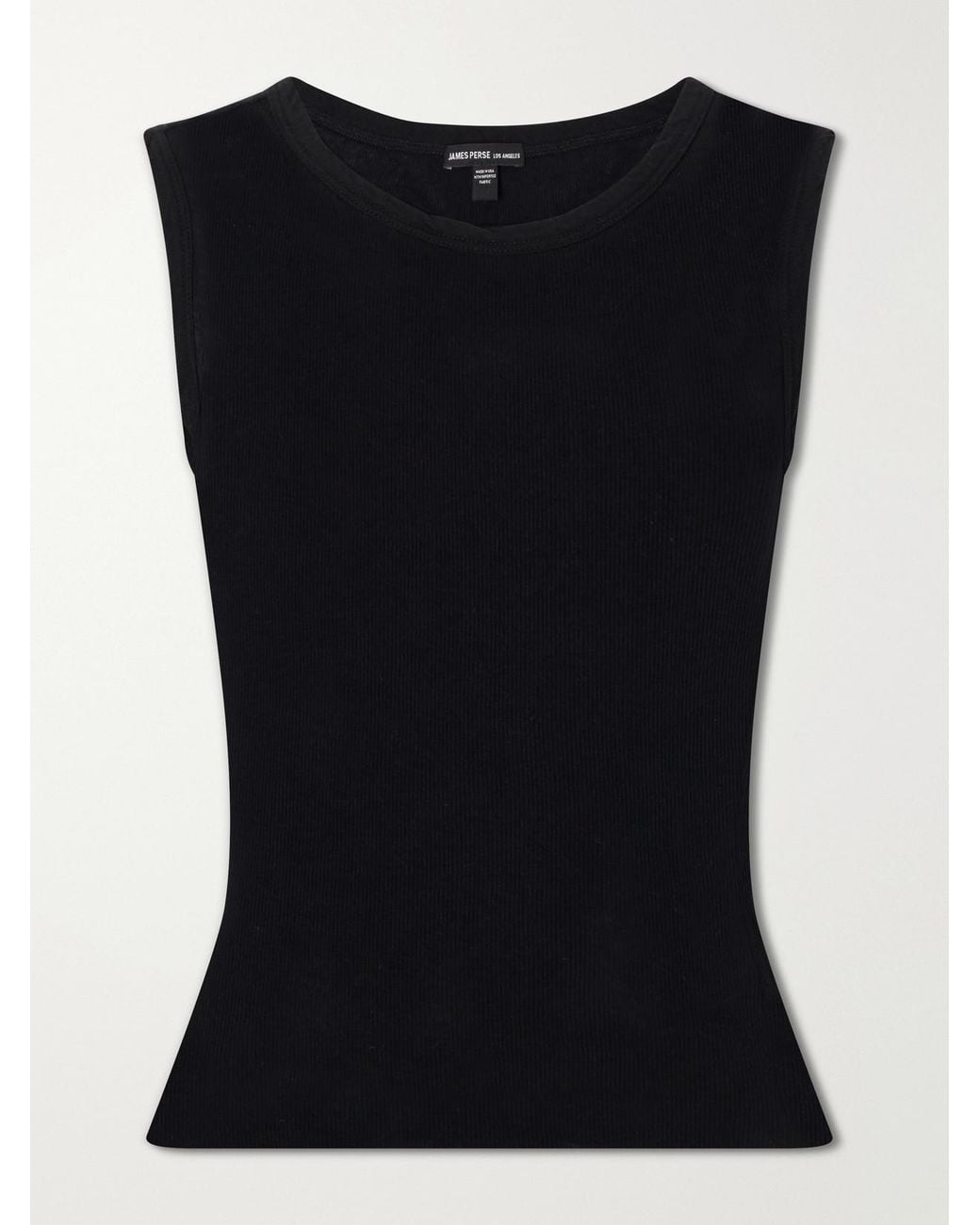 James Perse Black Ribbed Cotton And Cashmere-Blend Tank