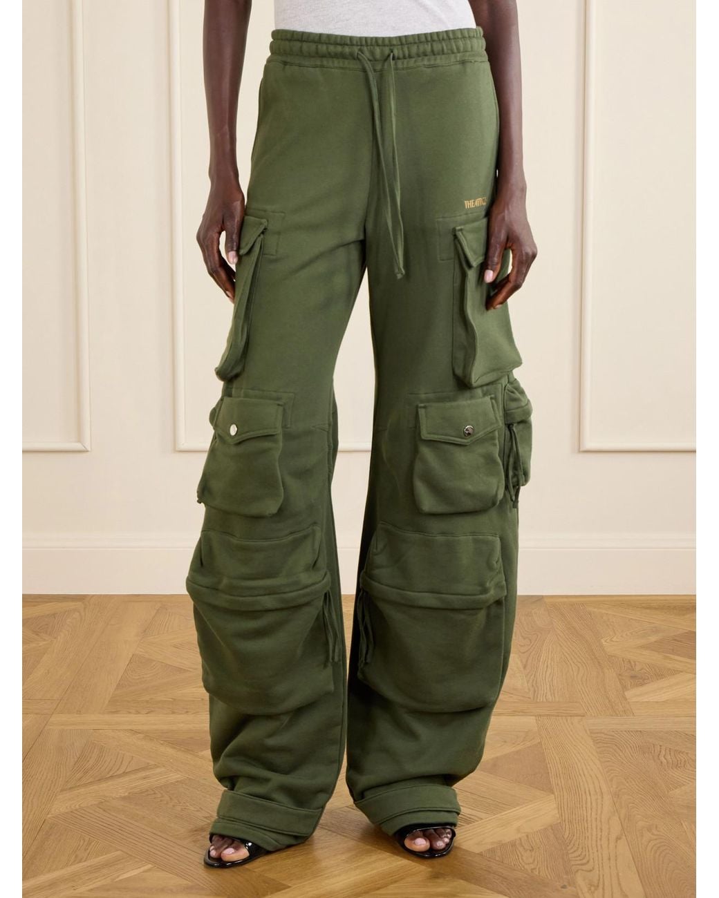 The Attico Green Cotton Tapered Cargo Pants