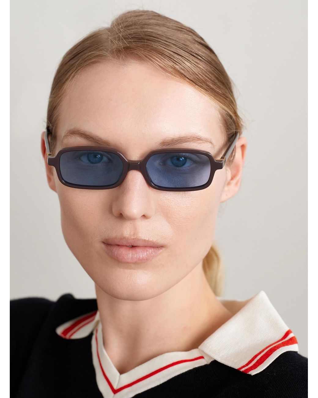 Miu Miu Blue Rectangular-Frame Acetate Sunglasses