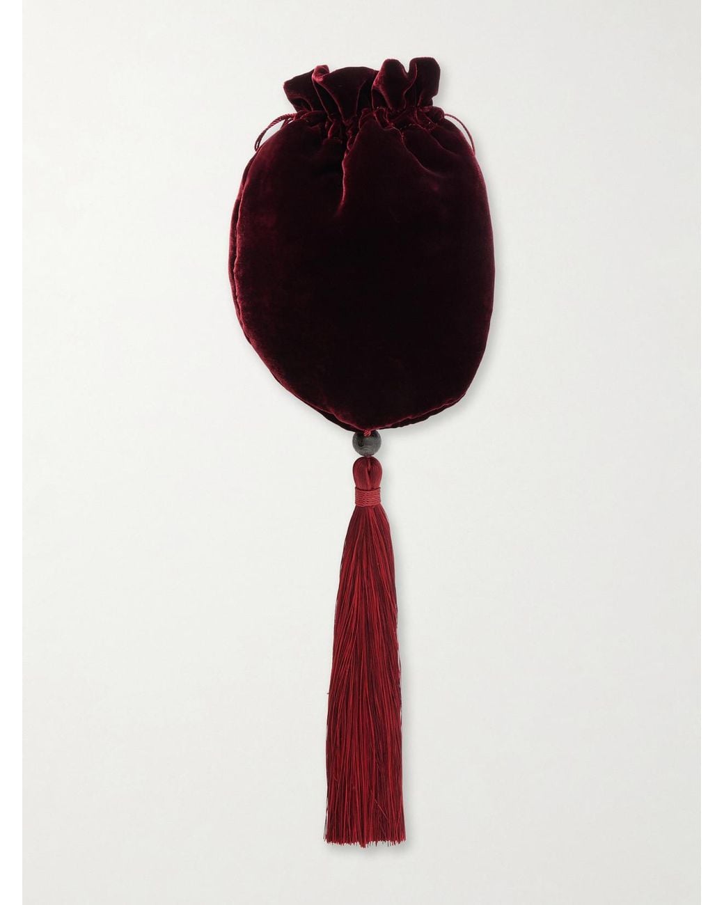 Le Sundial Red Lee Tasseled Velvet Clutch