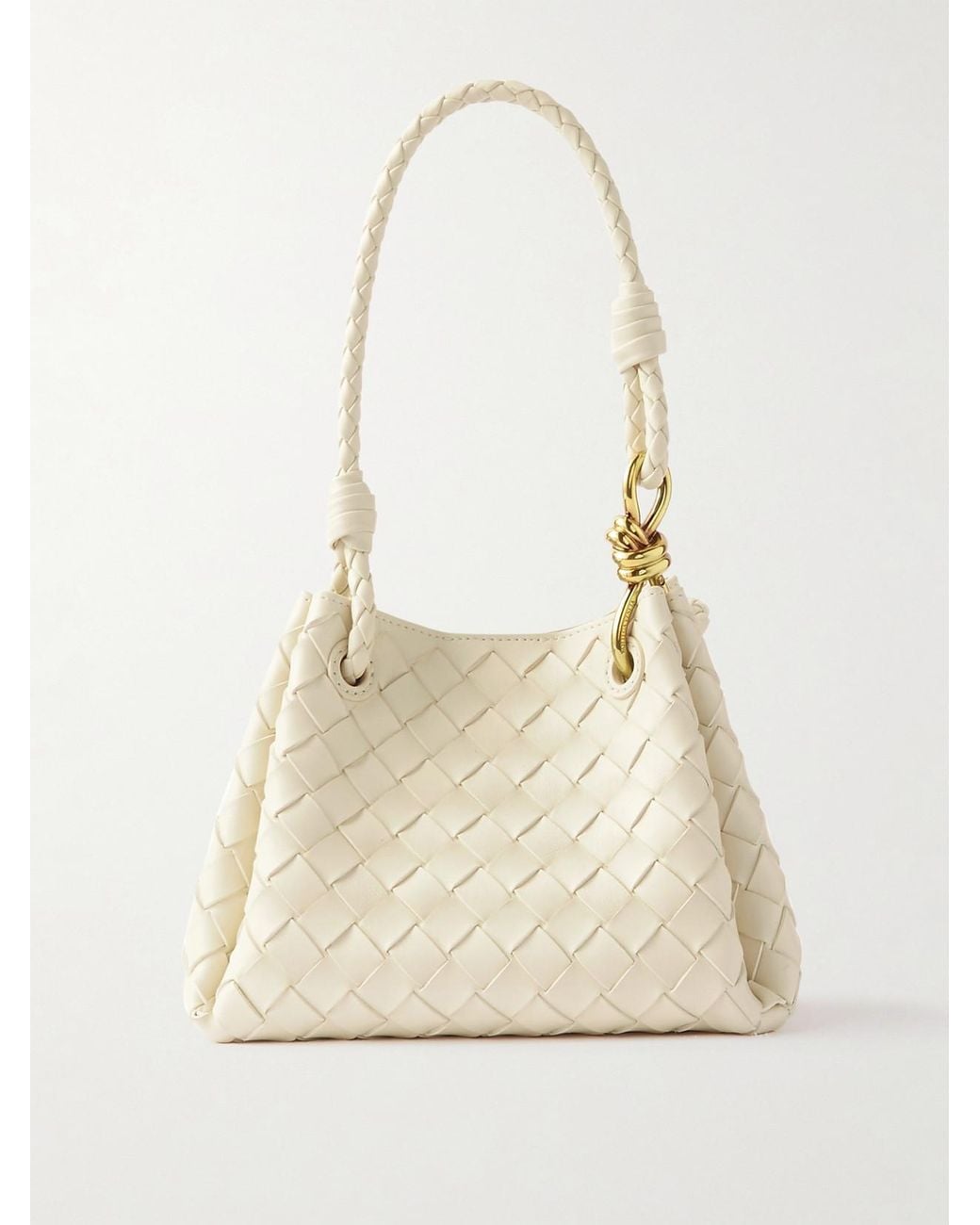 Bottega Veneta Natural Parachute Small Intrecciato Leather Shoulder Bag