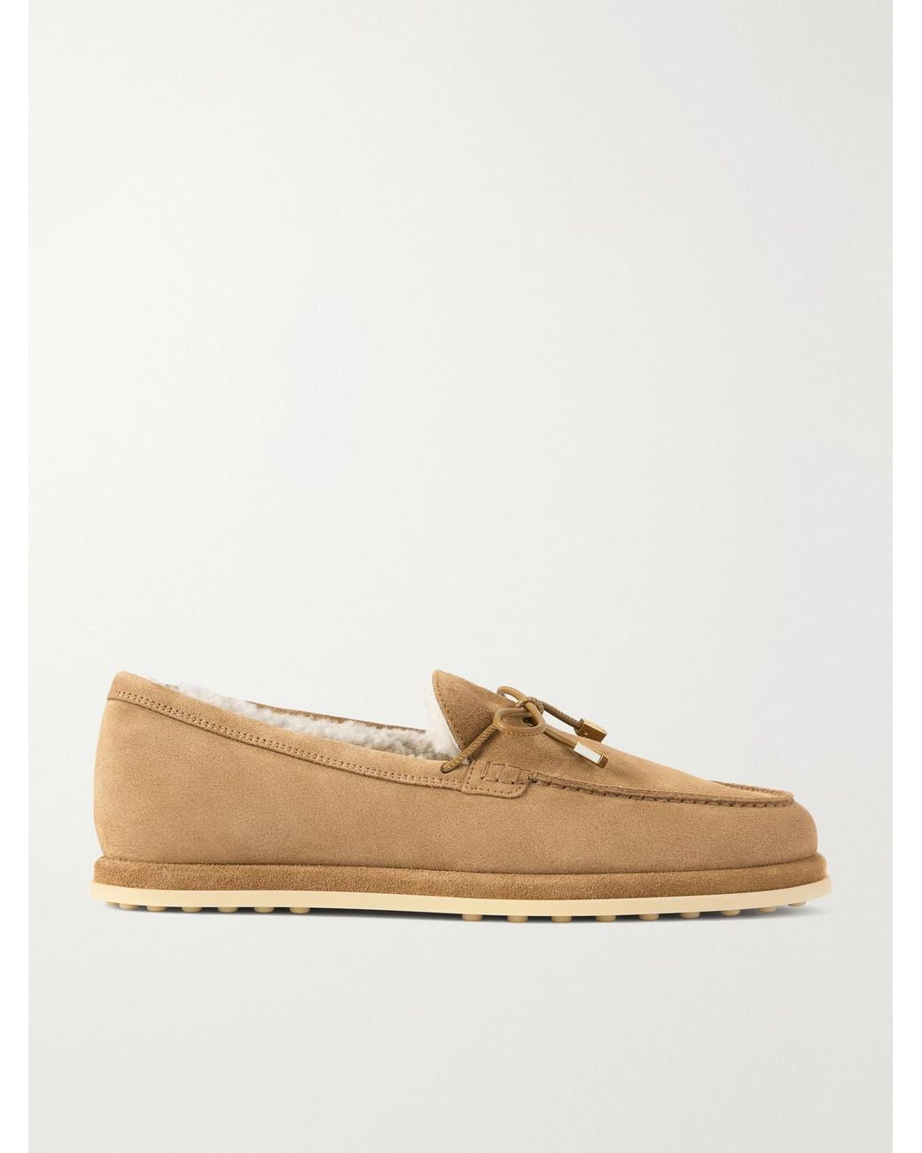 Tod's Natural Gommino Shearling Suede Loafers
