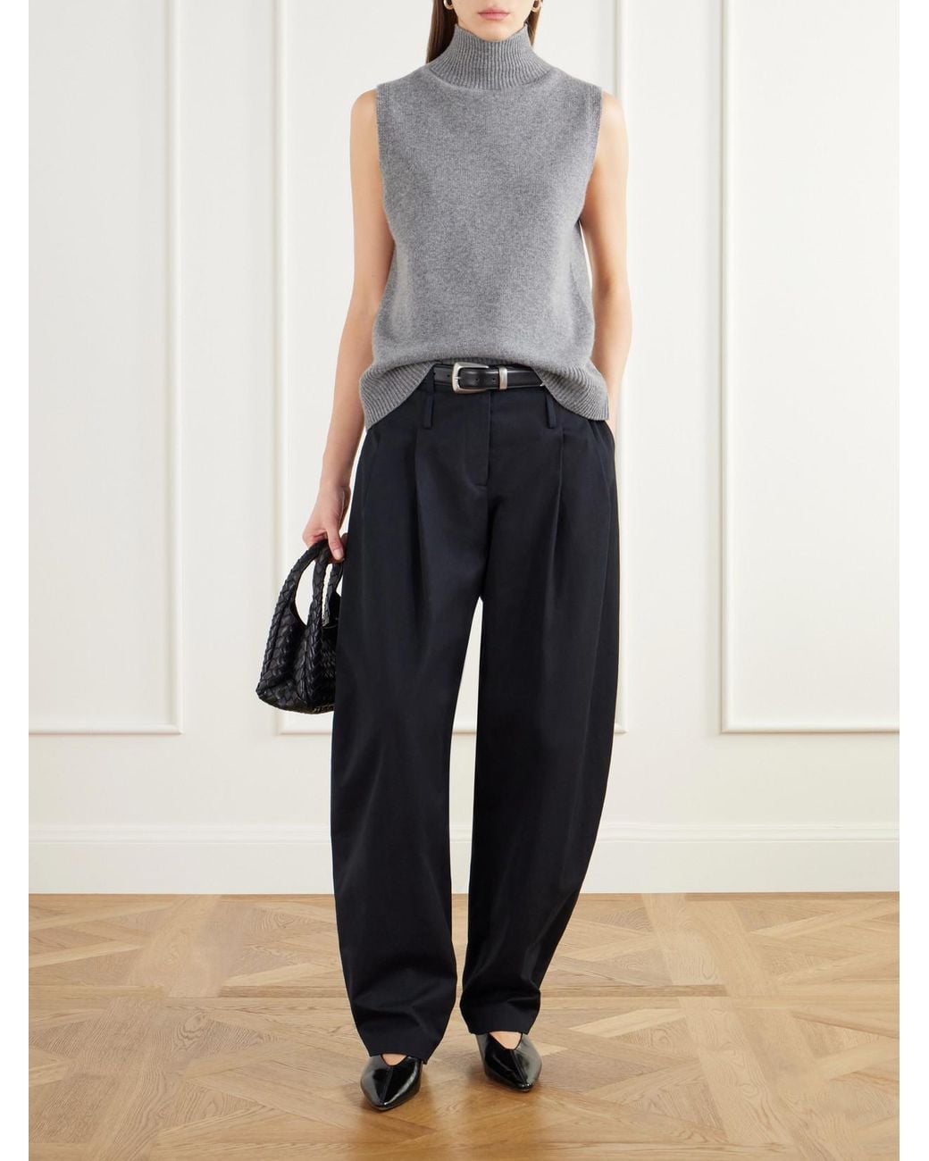 Brandon Maxwell Blue The Dean Cotton-Canvas Barrel-Leg Pants