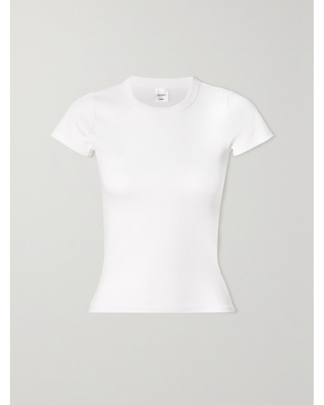 Leset White Kelly Ribbed Stretch-Cotton Jersey T-Shirt