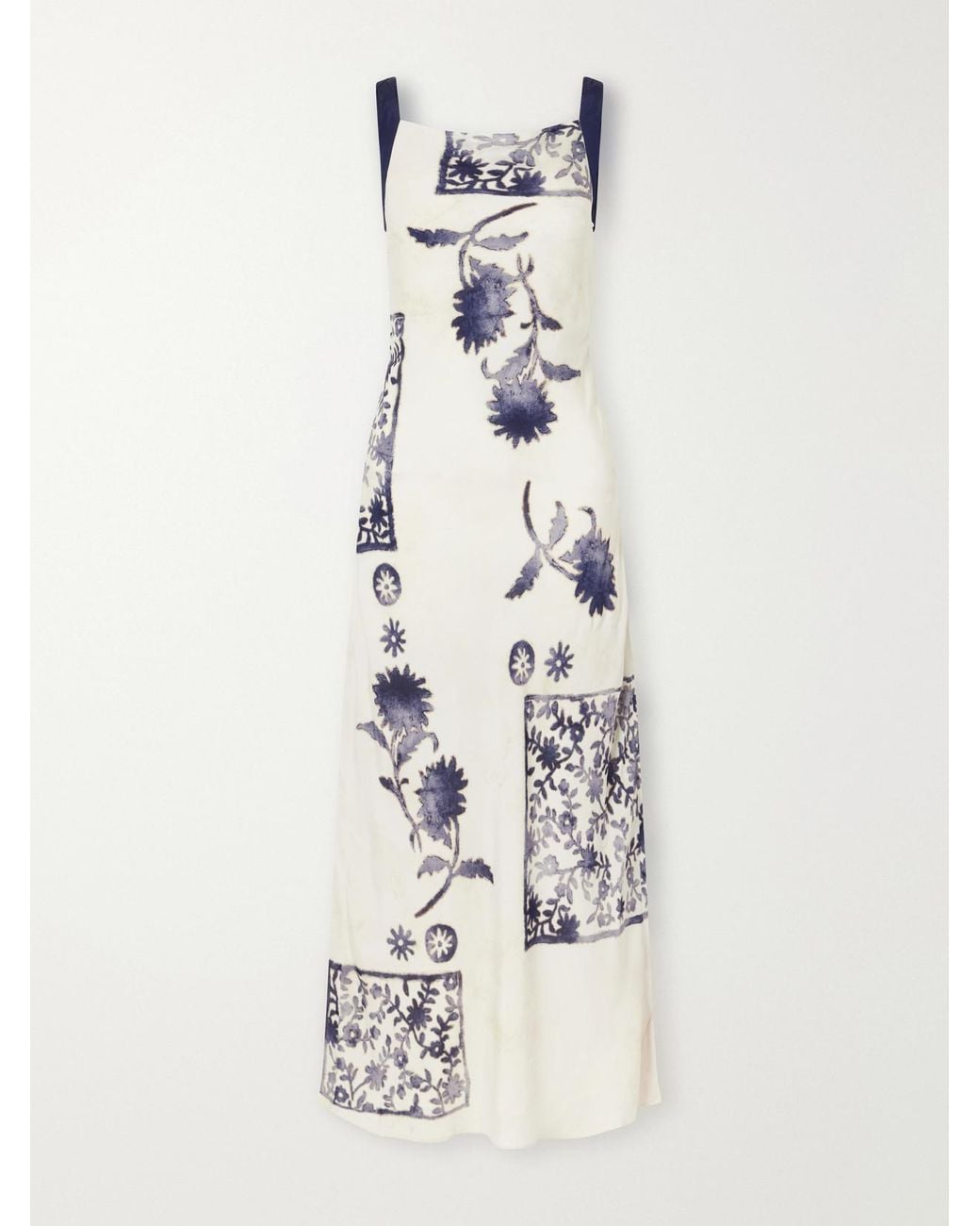 Sir White Phillipa Twist-Detailed Floral-Print Satin Maxi Dress