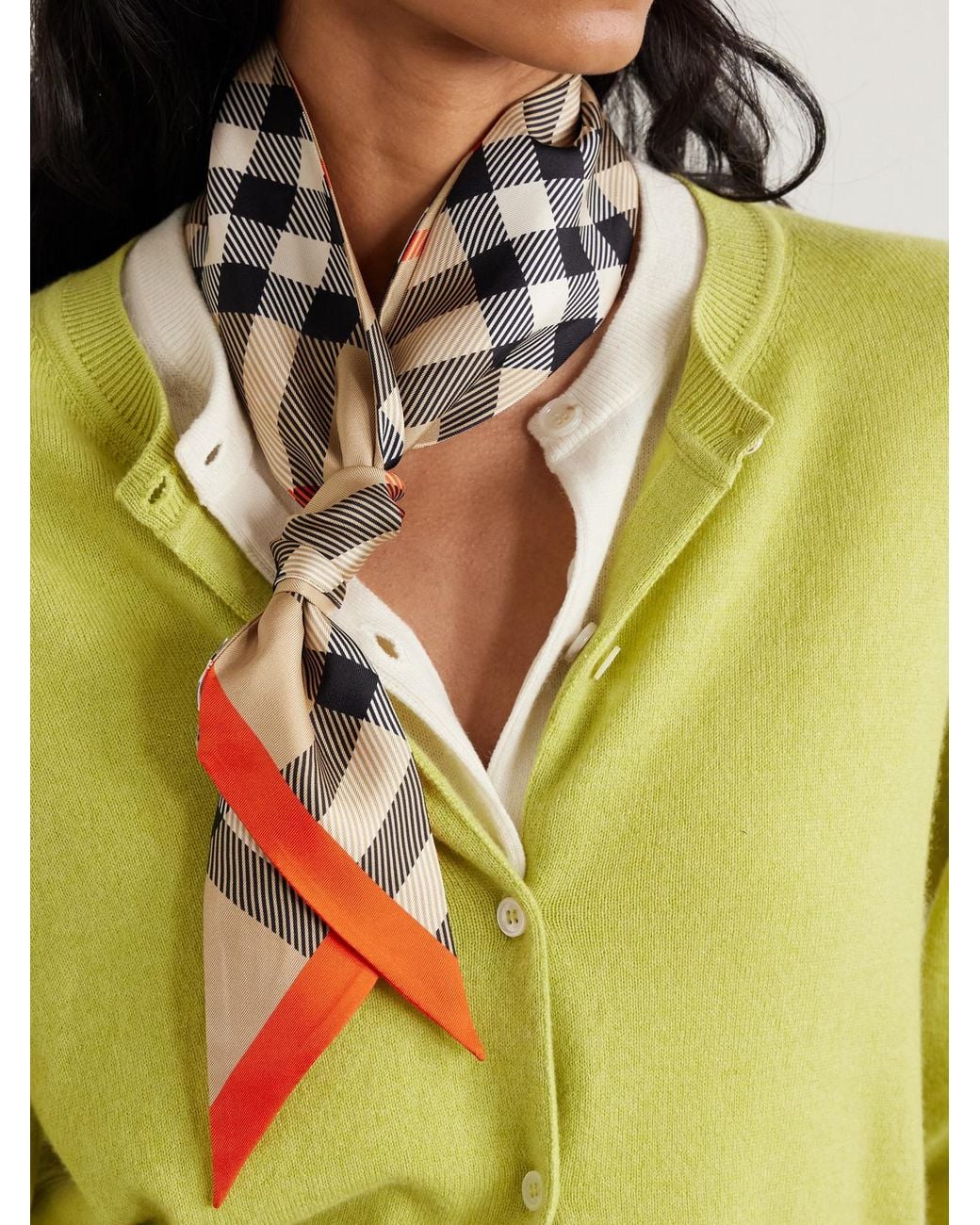 Burberry White Silk Scarf