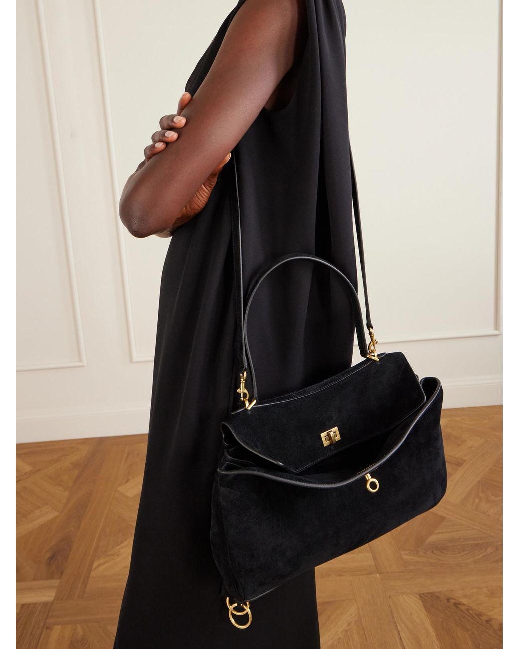 Balenciaga Black Rodeo Suede Shoulder Bag