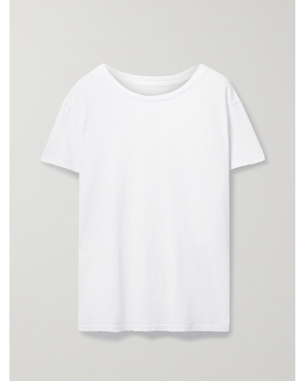 Nili Lotan White Brady Distressed Cotton-Jersey T-Shirt