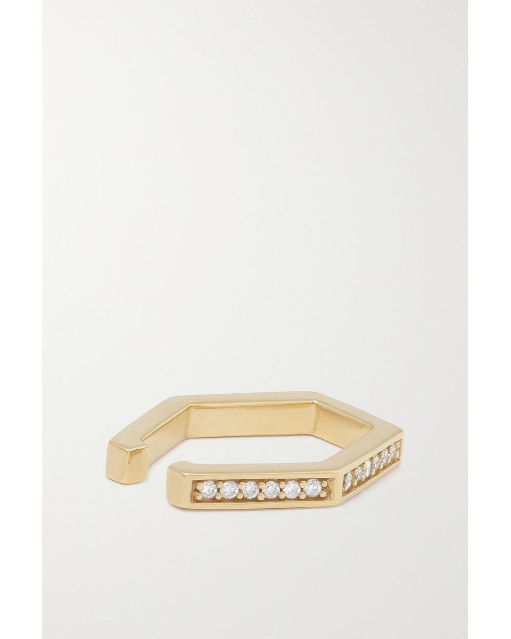 KOLOURS JEWELRY Natural Hexagon 18-Karat Diamond Ear Cuff