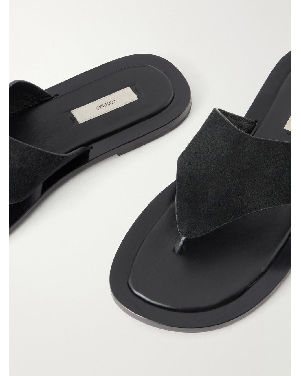 Totême Black Suede Thong Sandals