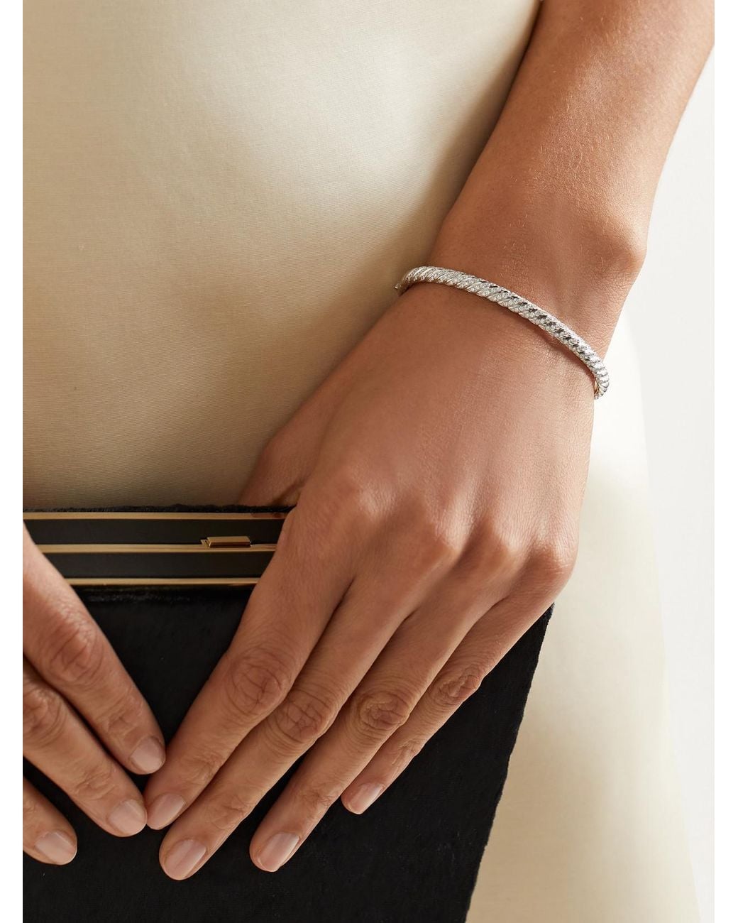 David Yurman Natural Sculpted Cable 18-Karat Diamond Bangle