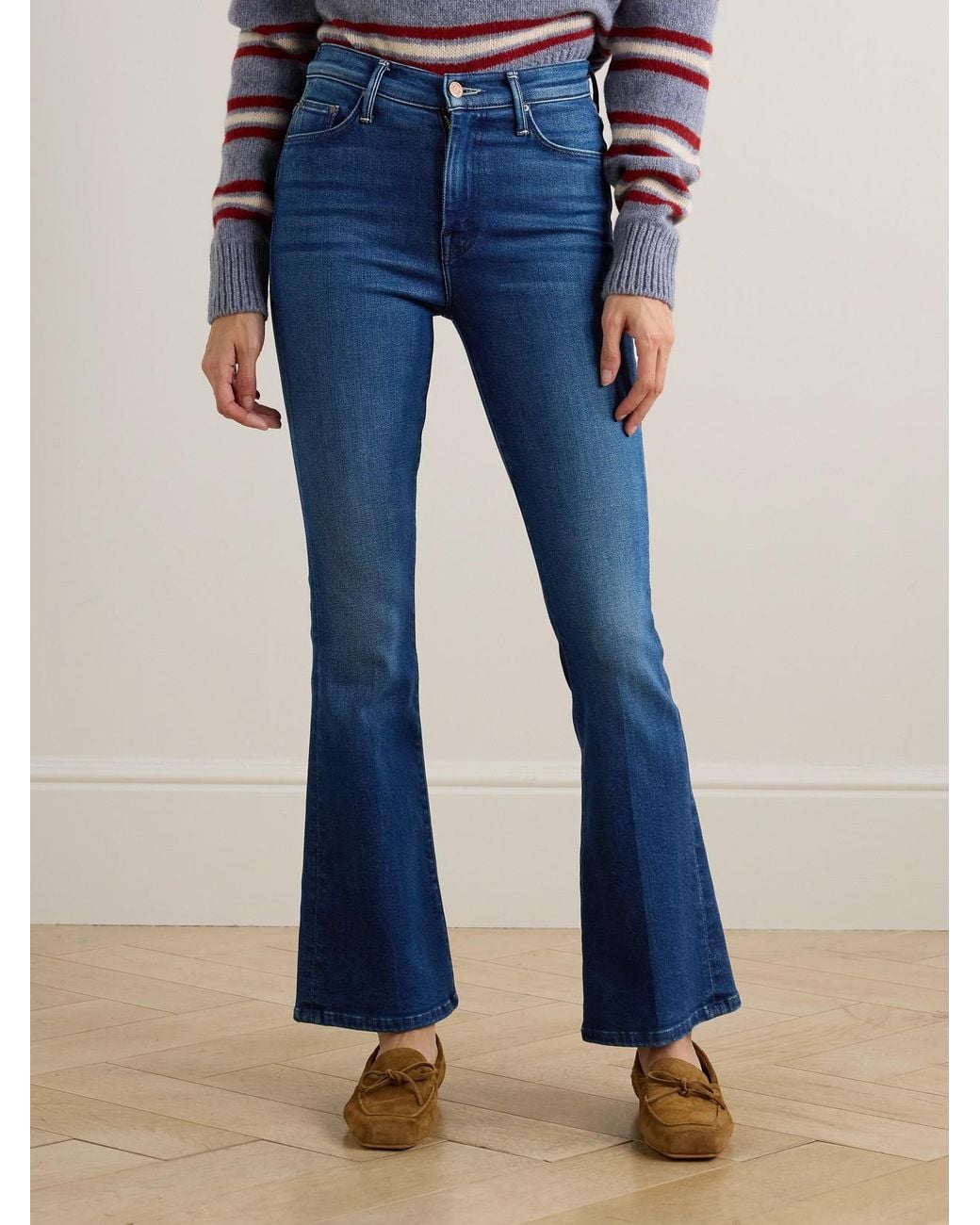 Mother The Weekender Mid-Rise Flared Jeans in Blue | Lyst