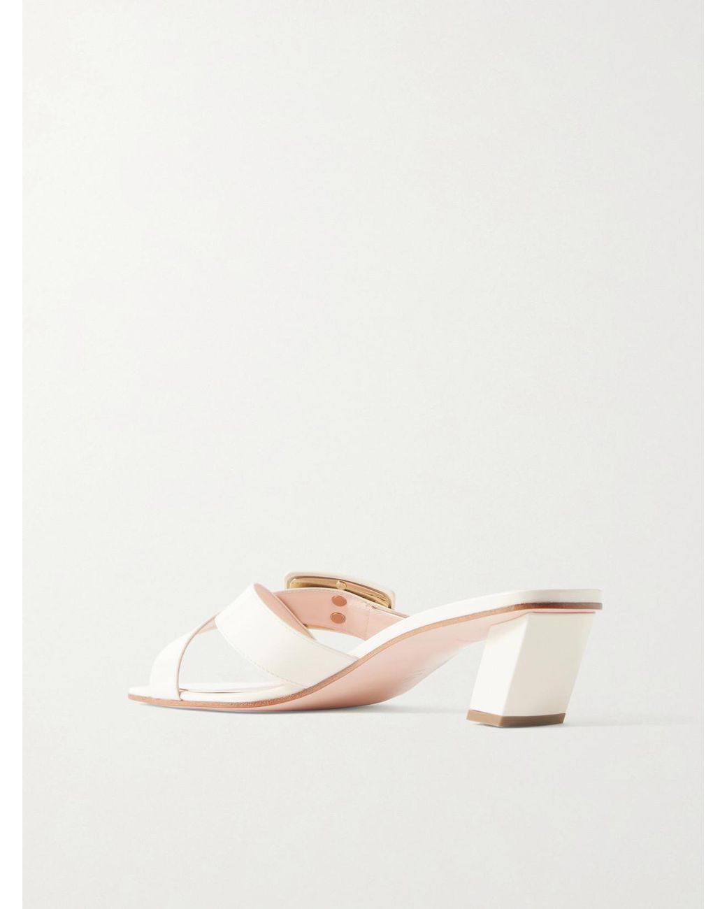 Roger Vivier Natural 45 Buckled Patent-Leather Mules