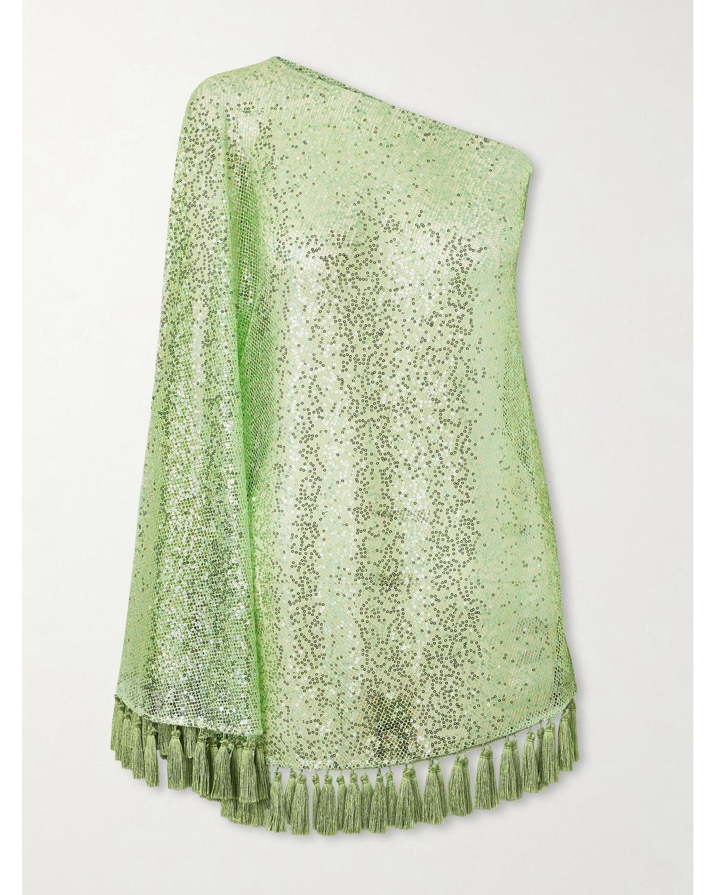 Taller Marmo Green Sequined Fringed Blouse