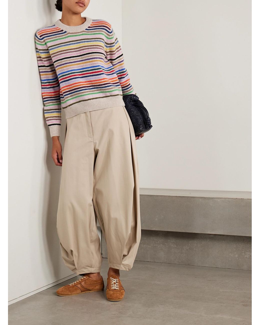 Suzie Kondi White Kismet Striped Cashmere Sweater