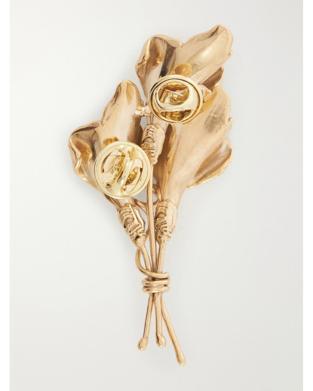 Le Sundial White Veiled Bloom-Plated Bronze Brooch